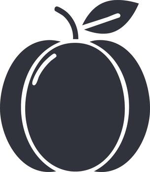 Simple Graphic Fruit Icon with Stem and Leaf Outline vector