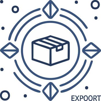 Box in Circular Design Representing Export Concept, International Shipping vector