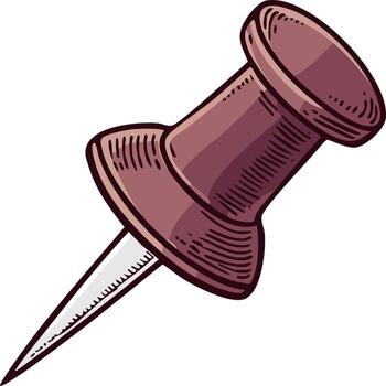 Illustration of Brown Push Pin with Sharp Metal Point Tool for Board Work vector