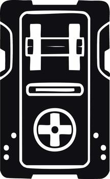 Stylized black and white console game controller with cross button vector