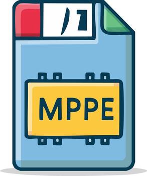 MPPE encryption protocol file icon for network security and data protection vector