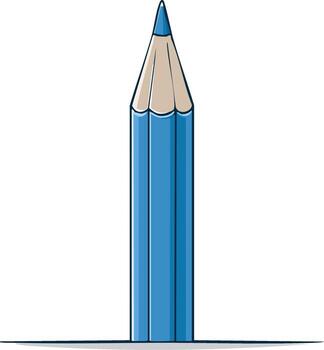 Sharp blue pencil with a pointed tip standing tall, artistic tool concept vector