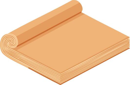 arrollado papel o material en isométrica perspectiva plano diseño vector