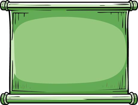 Green scroll illustration, cartoon style. Empty space for a message vector