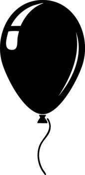 Simple black balloon with curved string floating against white background vector