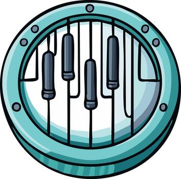 Funky Piano Keys in Steampunk Style Round Frame Design Element vector