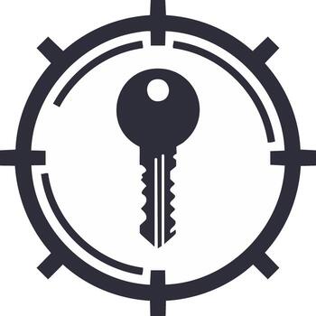 oscuro llave símbolo focalización punto de mira icono representa acceso seguridad solución vector