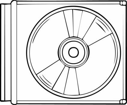 Clean simple line drawing of a computer cooling fan component vector