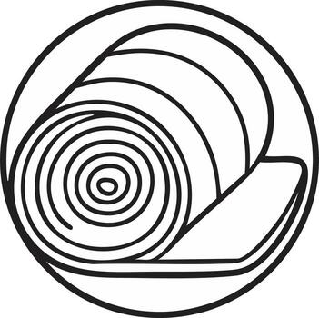 Abstract spiral rolled form graphic with concentric circles within a circular outline vector