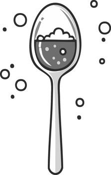 Stylized spoon full of effervescent liquid with foam and floating bubbles vector