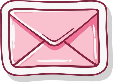 Pink Email Illustration with Hand Drawn Style and Rounded Frame for Communication Concept vector