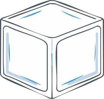 Geometric frozen water cube illustration for refreshing cool drinks and chilly concepts vector