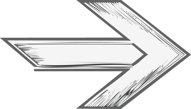 Right Facing Arrow Illustration with Textured Hatching, Isolated Pointer Symbol vector