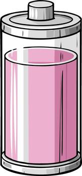 Battery Concept with Pink Liquid Energy Source in Glass Container vector