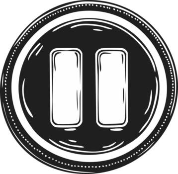 mano dibujado estilo pausa botón icono en un círculo. aislado en blanco. medios de comunicación control S ilustración vector