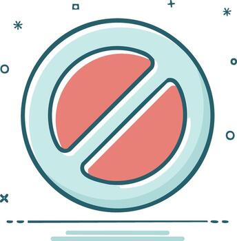 Stylized flat design prohibition icon representing stop, forbidden, and restricted access symbol vector