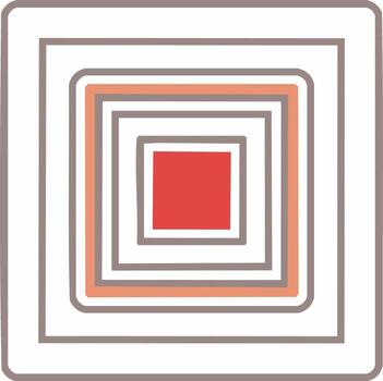 Concentric Squares with Varying Line Weights and Rounded Edges, Red Center Square vector