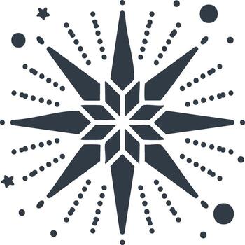 Eight Point Starburst Bursting with Dotted Rays, Decorative Geometric Stellar Design, Simple Star Pattern Illustration vector