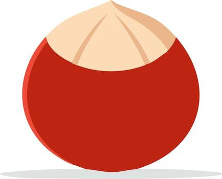 un rojo nuez con un cáscara en eso vector