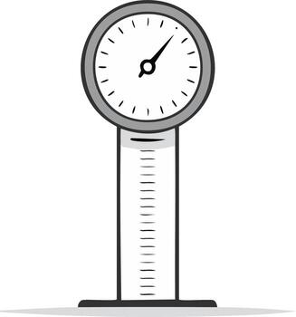 Illustration of a simple analog pressure gauge with a dial and measuring column vector