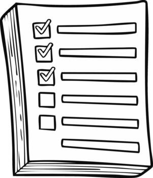 Sketch of a Checklist with Checkmarks and Blank Lines on Paper vector