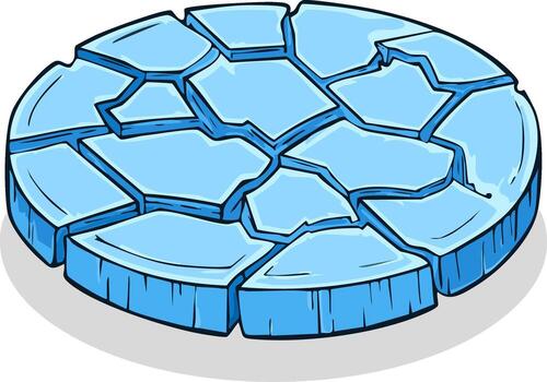 A Cracked Ice Disk Illustration Showing Climate Change and Environmental Concerns, Isolated on a White Background vector