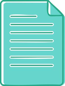 Turquoise Document with Lines and Curled Edge Represents Information, Report, or Text vector
