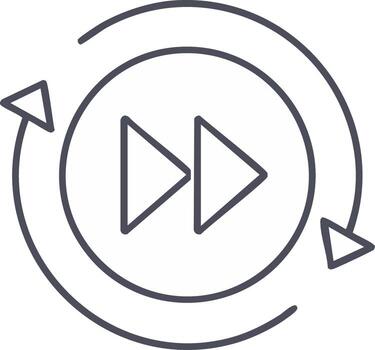 moderno línea Arte rápido adelante y actualizar icono representando lazo y continuo reproducción vector
