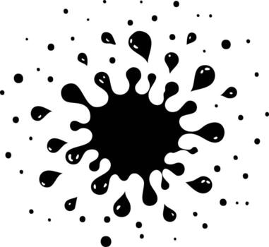 Dynamic Black Ink Splatter Abstract Blotch Design Element with Drops and Dots vector