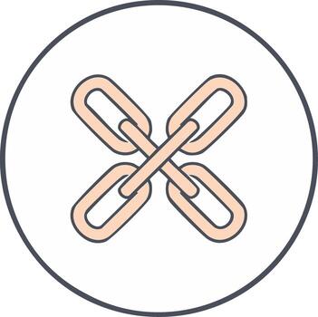 interrelacionado cadenas formando un cruzar forma icono dentro un circulo contorno vector