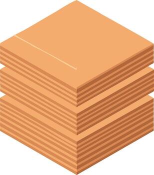 Isometric stack of light brown cardboard boxes for delivery and storage concept vector