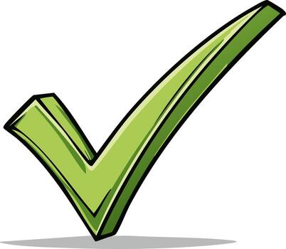 3D Green Check Mark Symbol for Verification Approval in Graphic Illustration vector