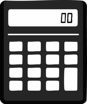 sencillo negro calculadora con digital monitor demostración cero y muchos botones para cálculos vector