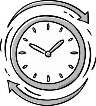 reloj con dando vueltas flechas indicando hora corriendo y concepto de hora administración vector