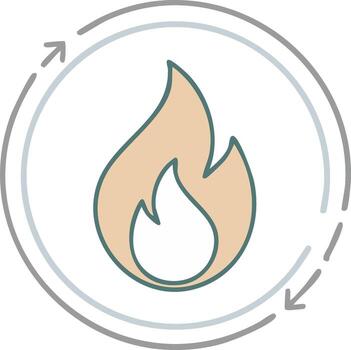 estilizado fuego icono dentro un circular flecha ciclo representando calor energía proceso o renovable poder vector