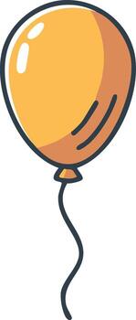 Yellow balloon illustration with blue outlines and string, simple graphic element vector