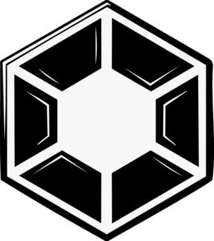 resumen hexágono icono con 3d elementos en negro y blanco, moderno gráficos vector