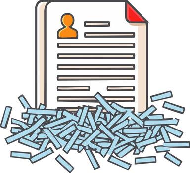 Shredded Resume Document with Profile Icon and Text Lines vector