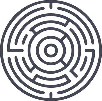 Circular maze with path design for problem solving and complex challenges vector