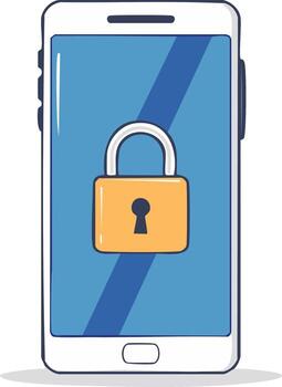 Secure Phone Illustration Padlock on Screen Digital Security Data Protection vector