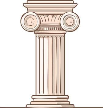 Elegant classical Ionic column illustration depicting ancient Greek architecture and historical strength vector