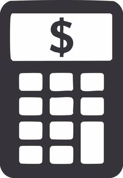calculadora con dólar firmar en pantalla y numérico teclado gráfico icono para Finanzas y negocio vector