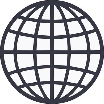 estilizado globo icono con cuadrícula líneas representando global conexiones y redes vector