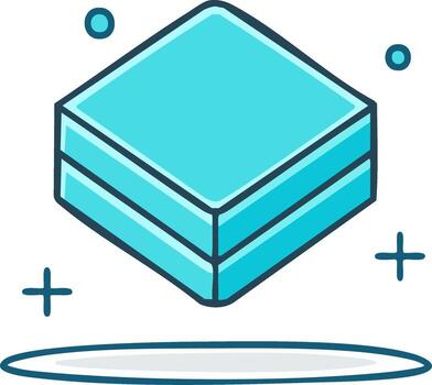 Floating isometric block cartoon icon, illustration of a layered data cube for technology vector
