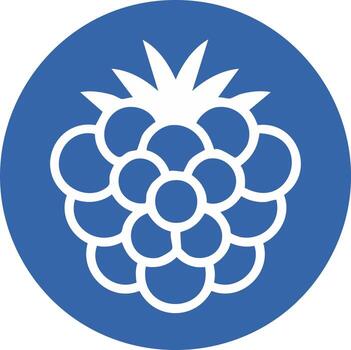 Round Icon Featuring a Stylized Raspberry on Blue Background Concept Design vector