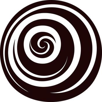 Circular spiral design element in brown and white, creating swirling abstract graphic form vector