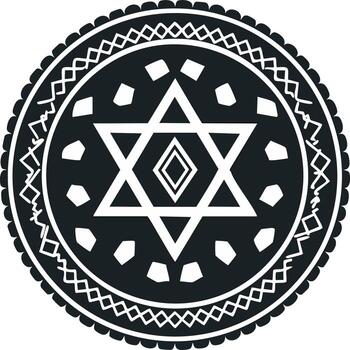 florido estrella de david símbolo con geométrico mandala modelo y decorativo elementos vector