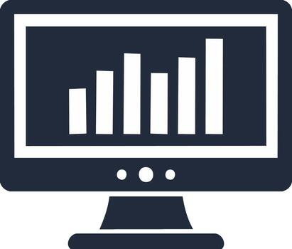 Computer Monitor Showing Rising Bar Graph for Business and Financial Data Analysis and Growth vector