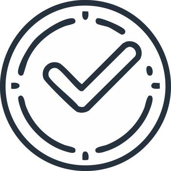 Check Mark in Circle Outline Style Symbolizes Deadline Achievement and Timely Completion vector