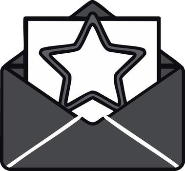 un abierto sobre con un estrella letra icono para un especial mensaje invitación o realimentación vector